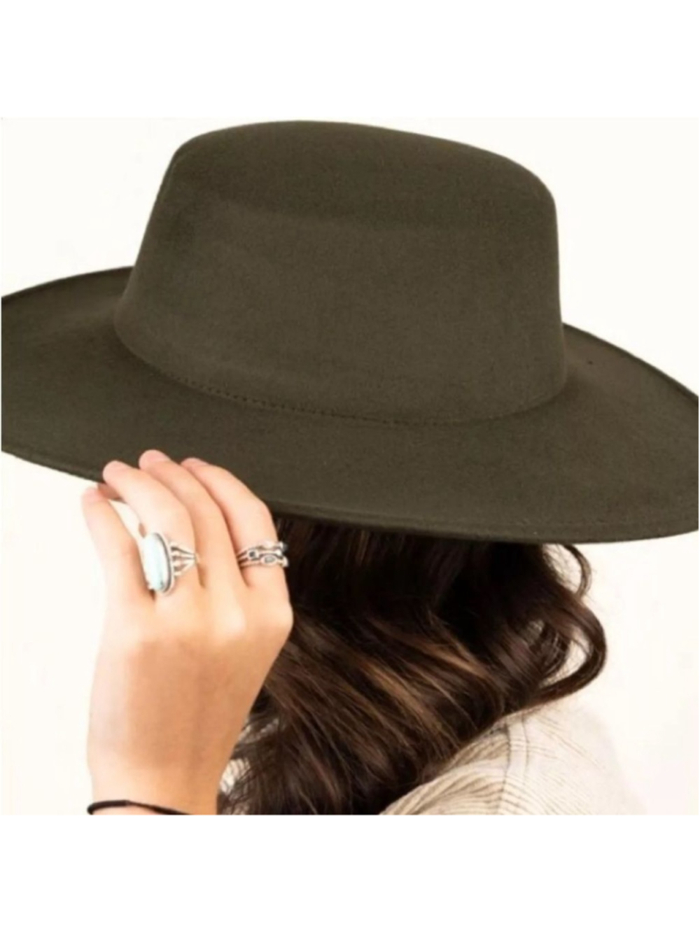 Felt Boho Cowgirl Hat  Black or Green Size 7 to 7 1/8 Fedora Ranchwear Brand New